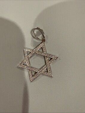 Silver Moissanite Star of David Pendant